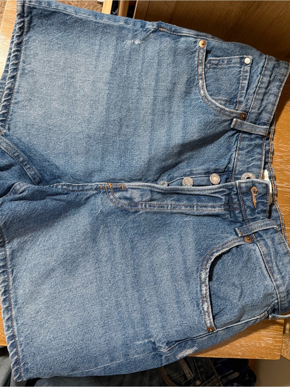 High-Waist Denim Shorts - Classic Blue
